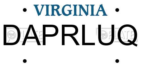 DAPRLUQ Virginia License Plate