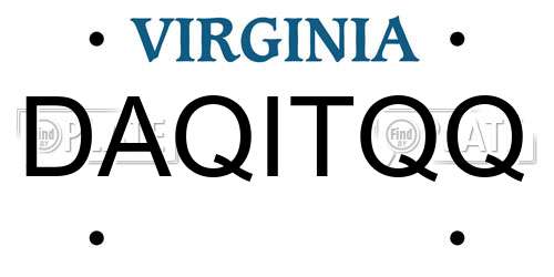 DAQITQQ Virginia License Plate