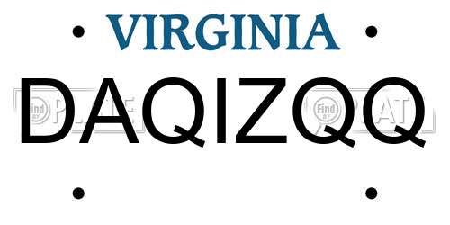 DAQIZQQ Virginia License Plate