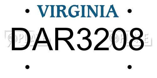 DAR3208 Virginia License Plate