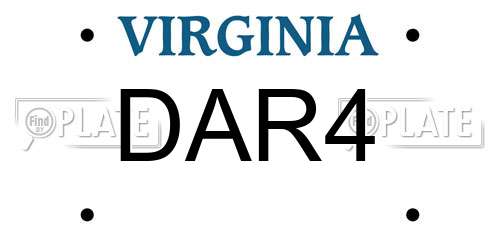DAR4 Virginia License Plate
