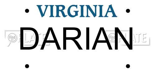 DARIAN Virginia License Plate