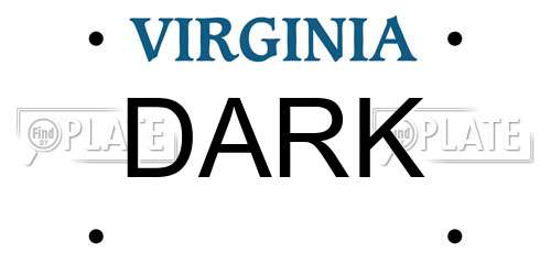DARK Virginia License Plate