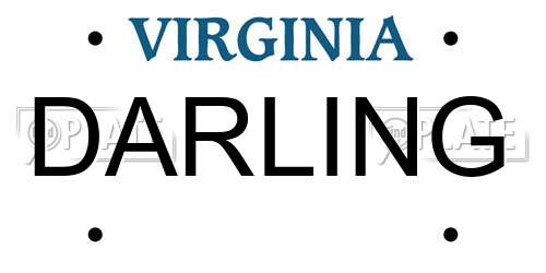 DARLING Virginia License Plate