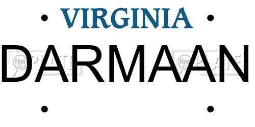 DARMAAN Virginia License Plate