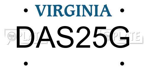 DAS25G Virginia License Plate