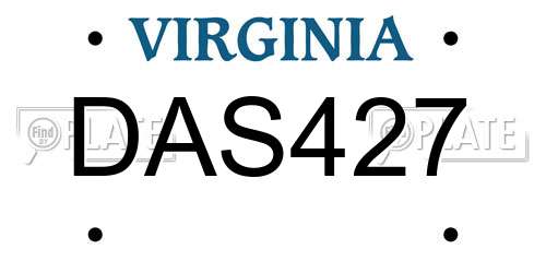 DAS427 Virginia License Plate