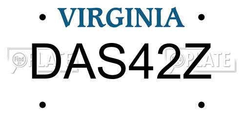 DAS42Z Virginia License Plate