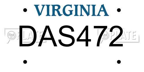 DAS472 Virginia License Plate