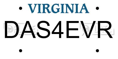 DAS4EVR Virginia License Plate
