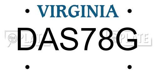 DAS78G Virginia License Plate