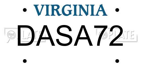 DASA72 Virginia License Plate