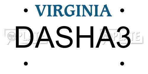 DASHA3 Virginia License Plate