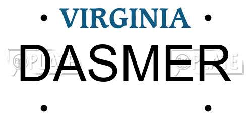 DASMER Virginia License Plate