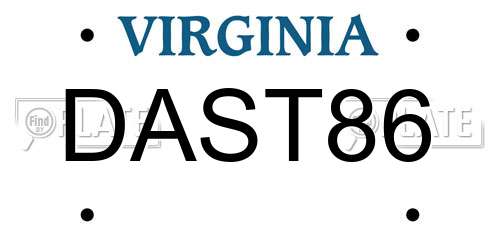 DAST86 Virginia License Plate