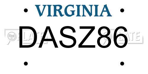 DASZ86 Virginia License Plate