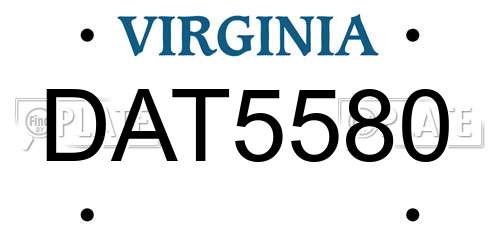 DAT5580 Virginia License Plate