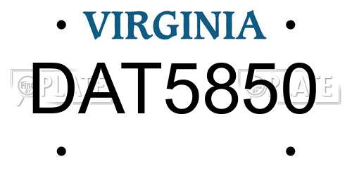 DAT5850 Virginia License Plate