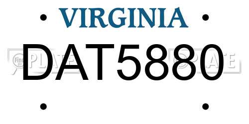 DAT5880 Virginia License Plate