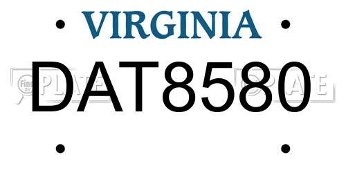 DAT8580 Virginia License Plate