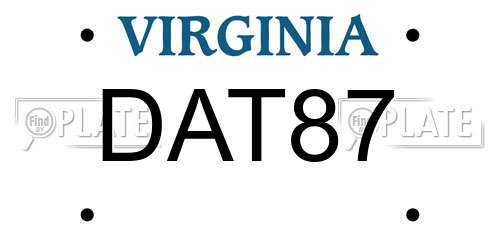 DAT87 Virginia License Plate