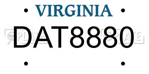 DAT8880 Virginia License Plate