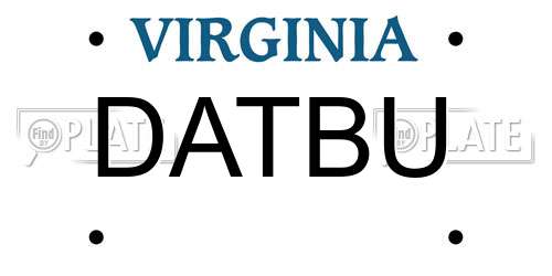 DATBU Virginia License Plate