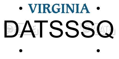 DATSSSQ Virginia License Plate