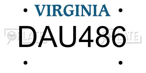 DAU486 Virginia License Plate