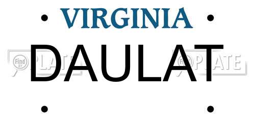 DAULAT Virginia License Plate