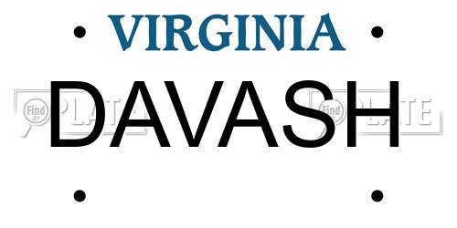 DAVASH Virginia License Plate