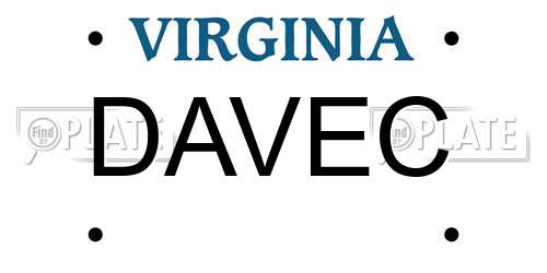 DAVEC Virginia License Plate