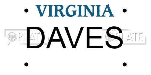 DAVES Virginia License Plate