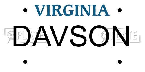 DAVSON Virginia License Plate