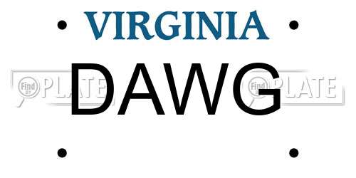 DAWG Virginia License Plate