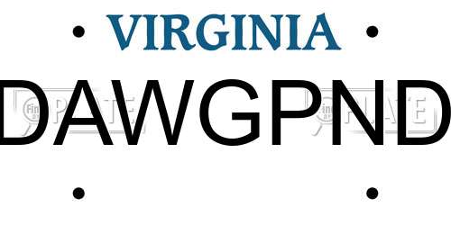 DAWGPND Virginia License Plate