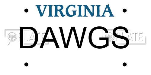 DAWGS Virginia License Plate