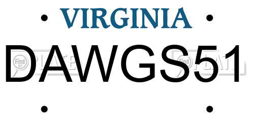 DAWGS51 Virginia License Plate
