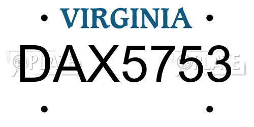 DAX5753 Virginia License Plate