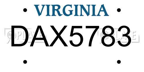 DAX5783 Virginia License Plate