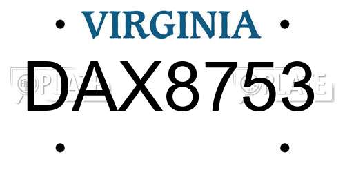 DAX8753 Virginia License Plate