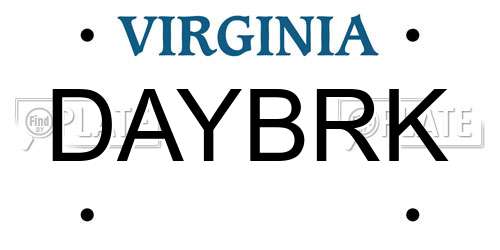 DAYBRK Virginia License Plate