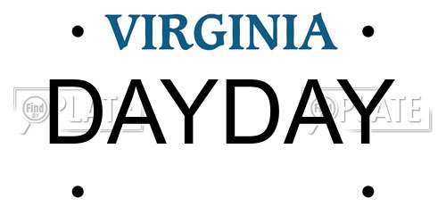 DAYDAY Virginia License Plate
