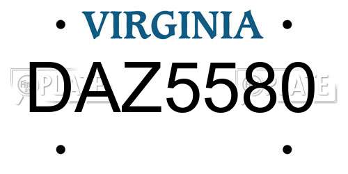 DAZ5580 Virginia License Plate