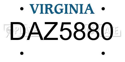 DAZ5880 Virginia License Plate