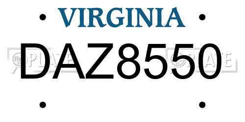 DAZ8550 Virginia License Plate