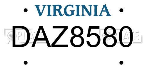 DAZ8580 Virginia License Plate