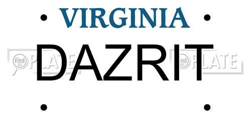 DAZRIT Virginia License Plate