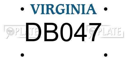 DB047 Virginia License Plate