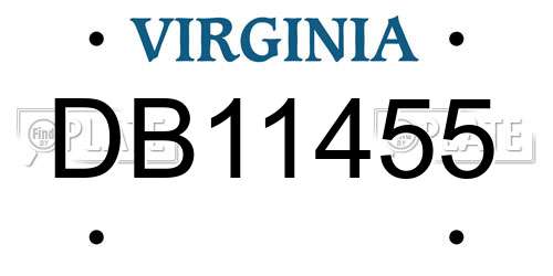 DB11455 Virginia License Plate